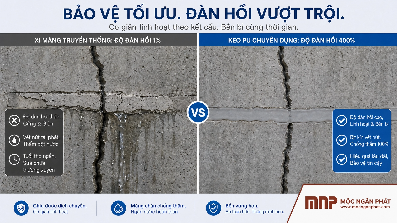 Xử lý vết nứt bằng keo PU
