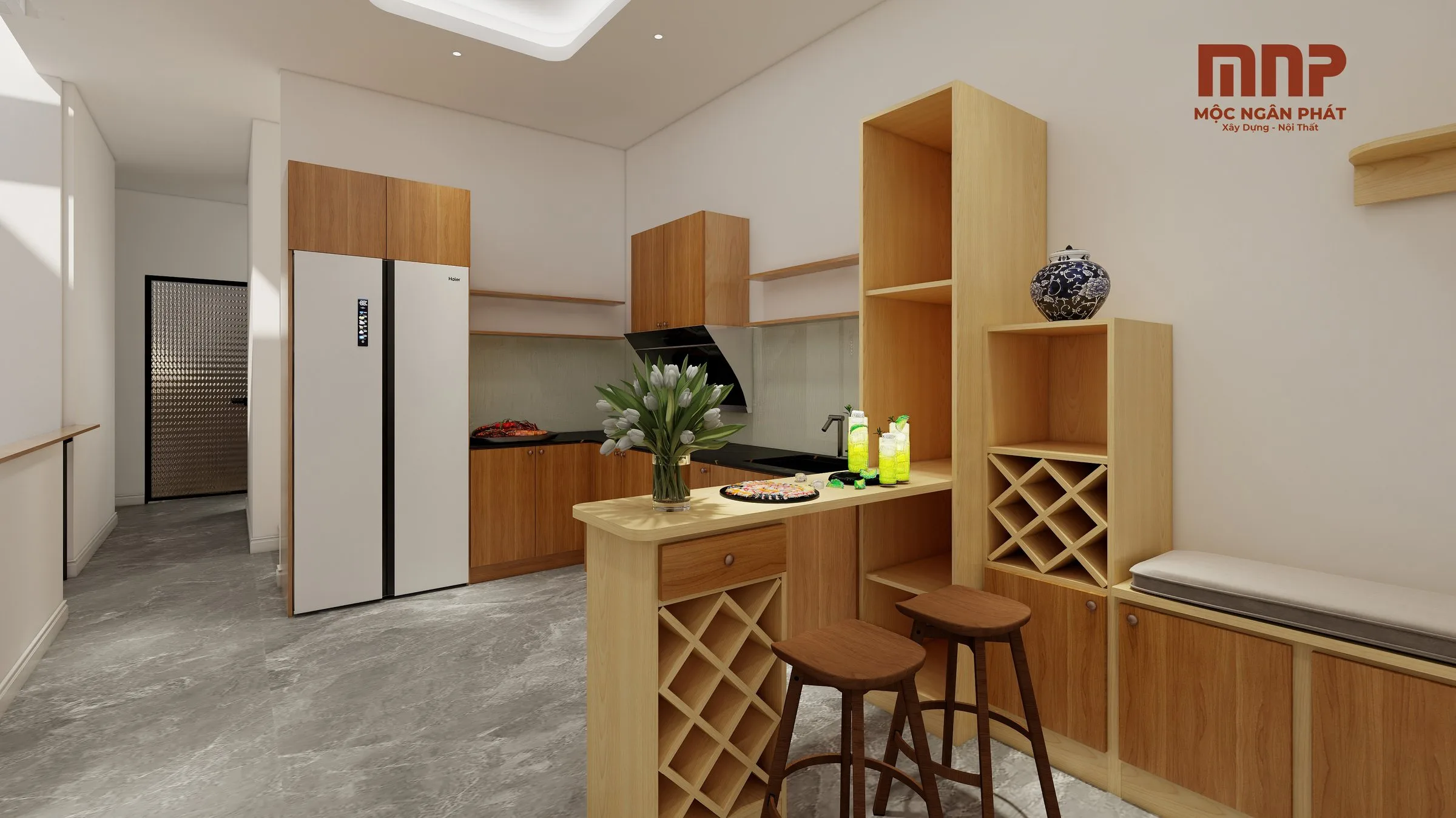 Phối cảnh thiết kế bếp Mộc Ngân Phát