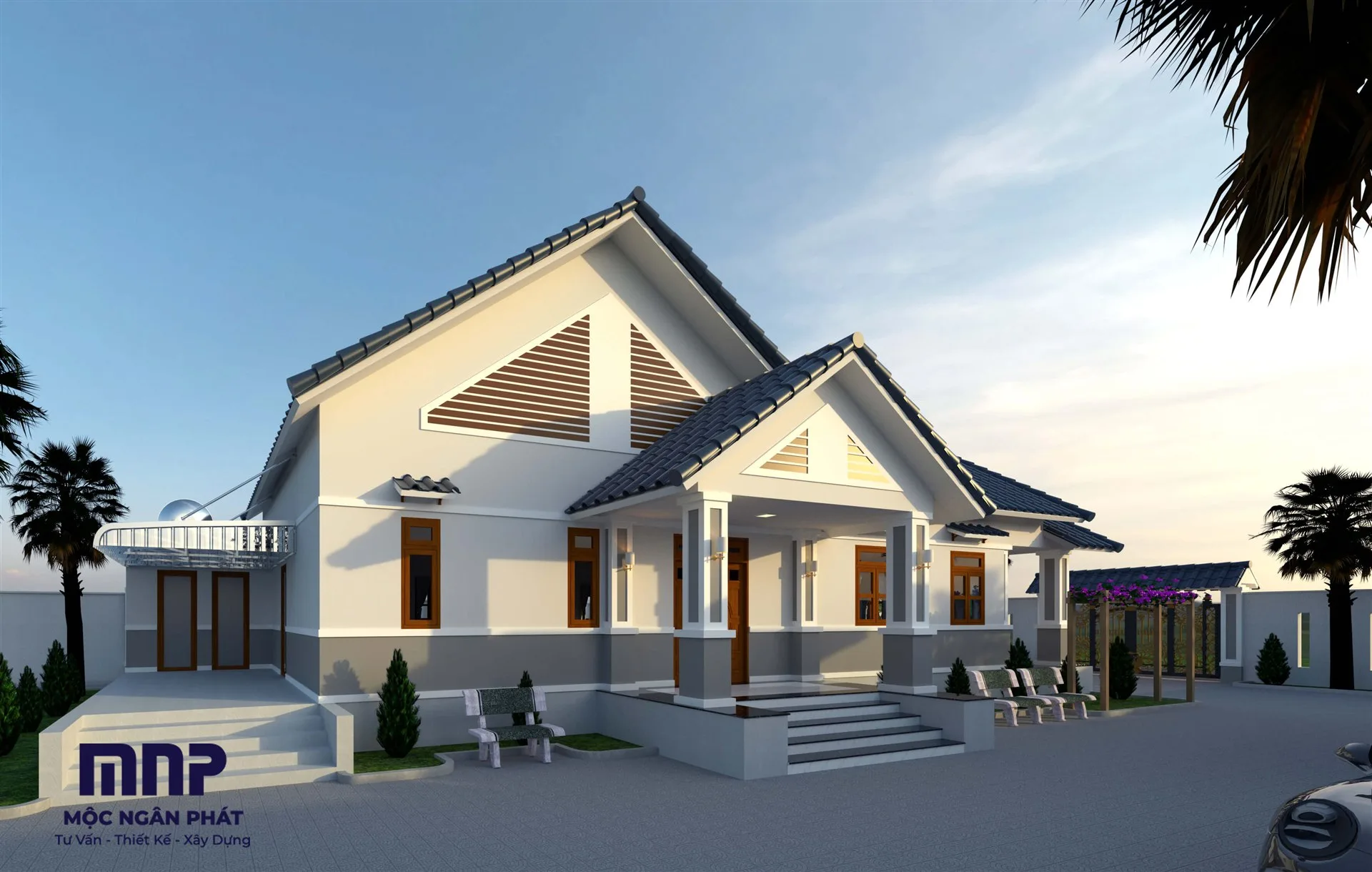 Phoi canh thiet ke villa mai Thai Ninh Hai - Moc Ngan Phat